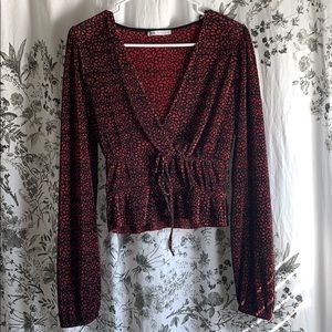 Black and red cheetah Zara top